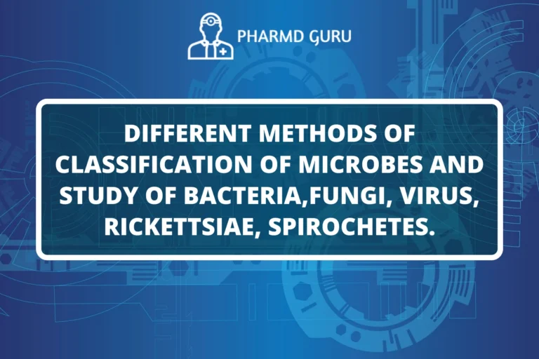 DIFFERENT METHODS OF CLASSIFICATION OF MICROBES AND STUDY OF BACTERIA,FUNGI, VIRUS, RICKETTSIAE, SPIROCHETES.