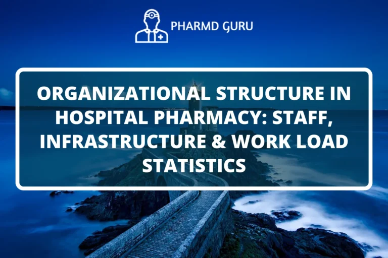 ORGANIZATIONAL STRUCTURE IN HOSPITAL PHARMACY STAFF, INFRASTRUCTURE & WORK LOAD STATISTICS