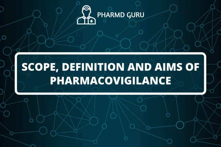 SCOPE, DEFINITION AND AIMS OF PHARMACOVIGILANCE